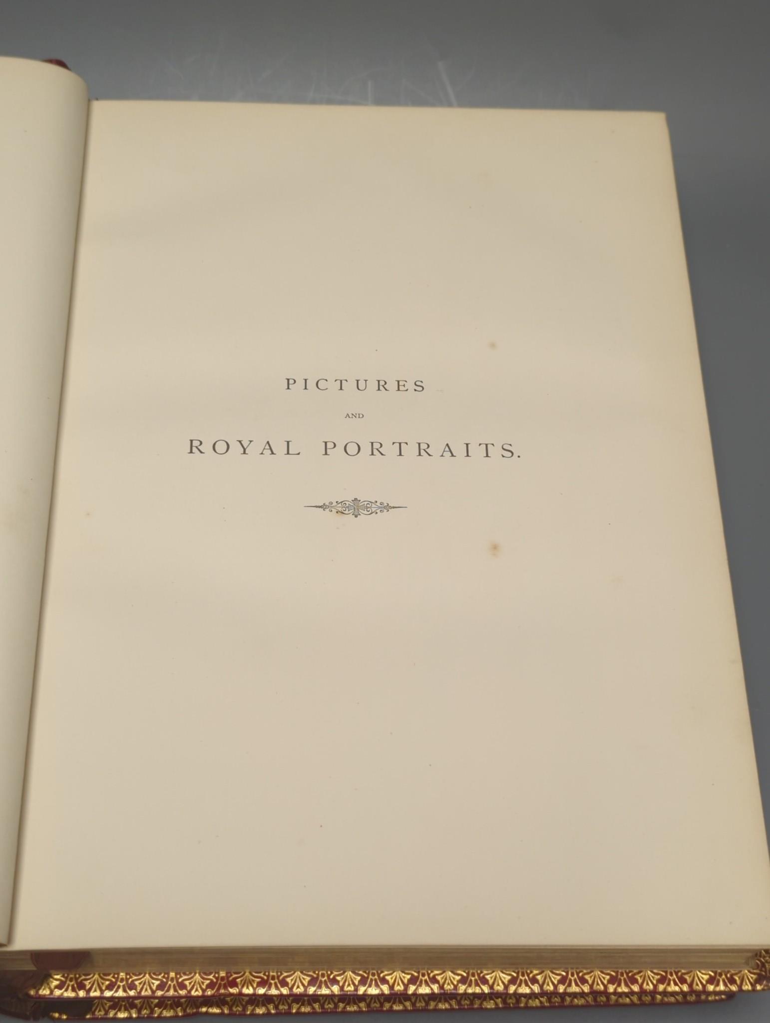 Archer, Thomas - Pictures and Royal Portraits Illustrative of English and Scottish History.... with descriptive historical sketches. 2 vols. Many engraved plates; publisher's elaborately gilt and blind decorated red moro